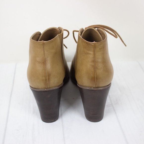 Torrid Tan Lace Up Wedge Ankle Boots - Picture 4 of 6